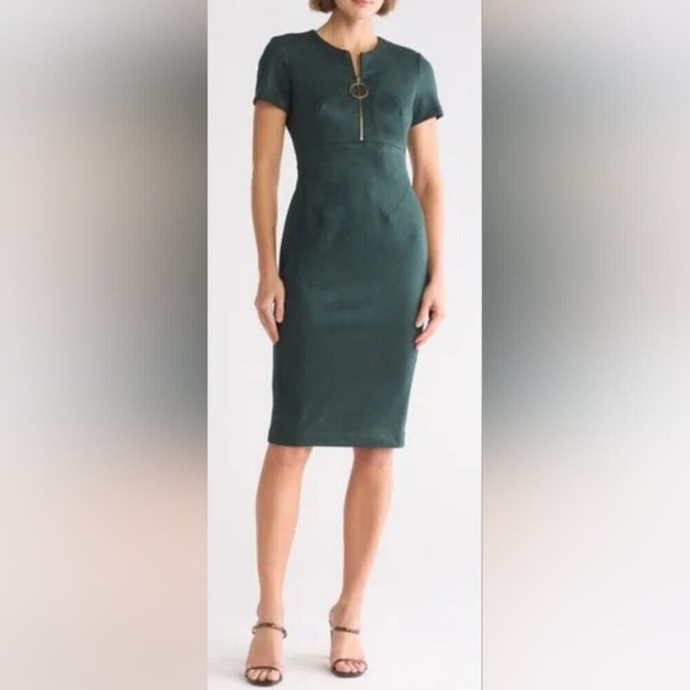 NWT Calvin Klein Black Mini Dress with Gold Zipper Size 12